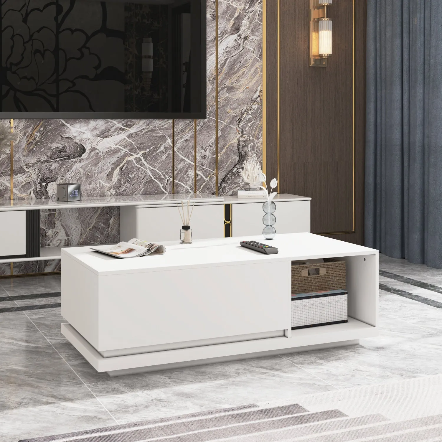 Modern Multi-Purpose Table with Hidden Storage Coffee Table Console