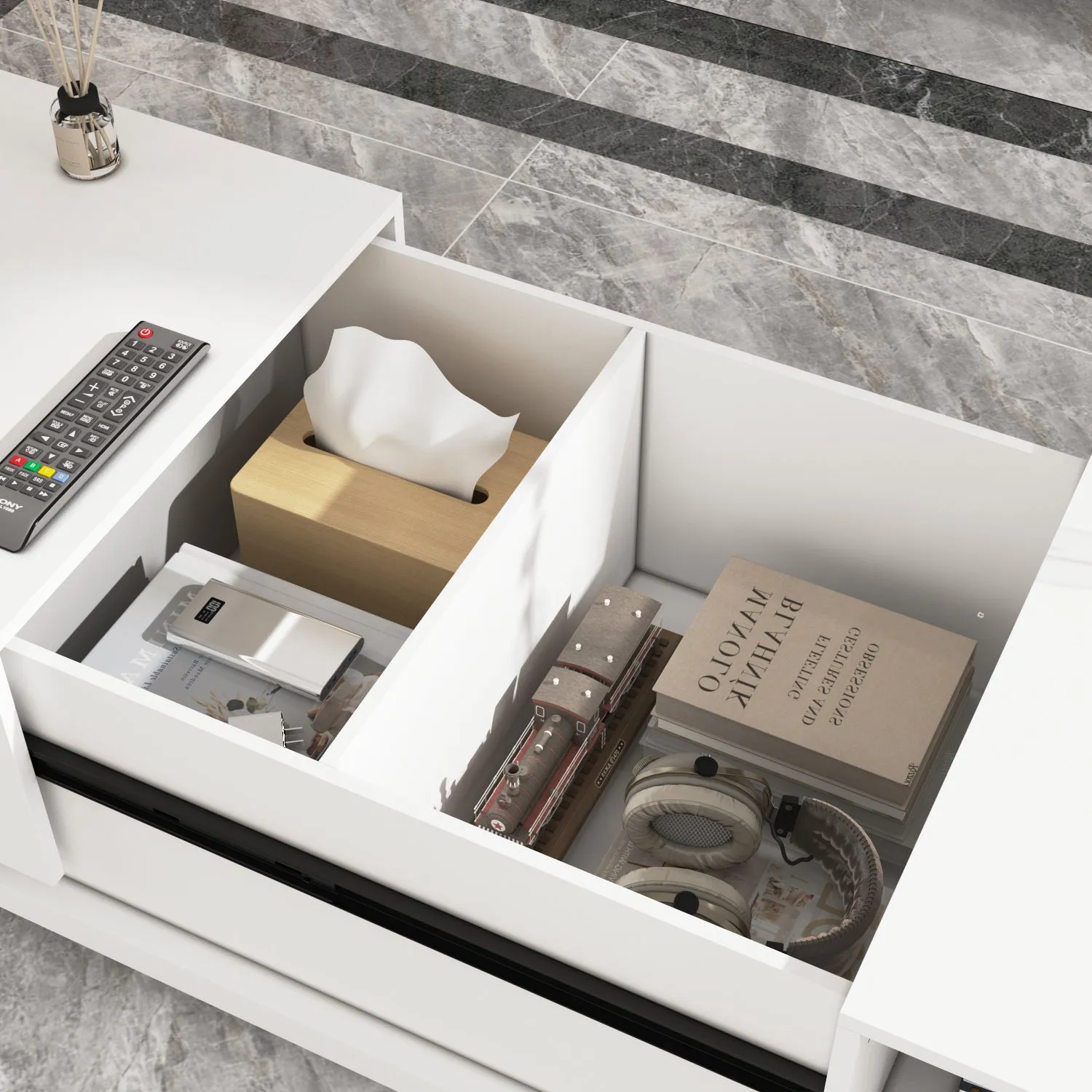 Modern Multi-Purpose Table with Hidden Storage Coffee Table Console