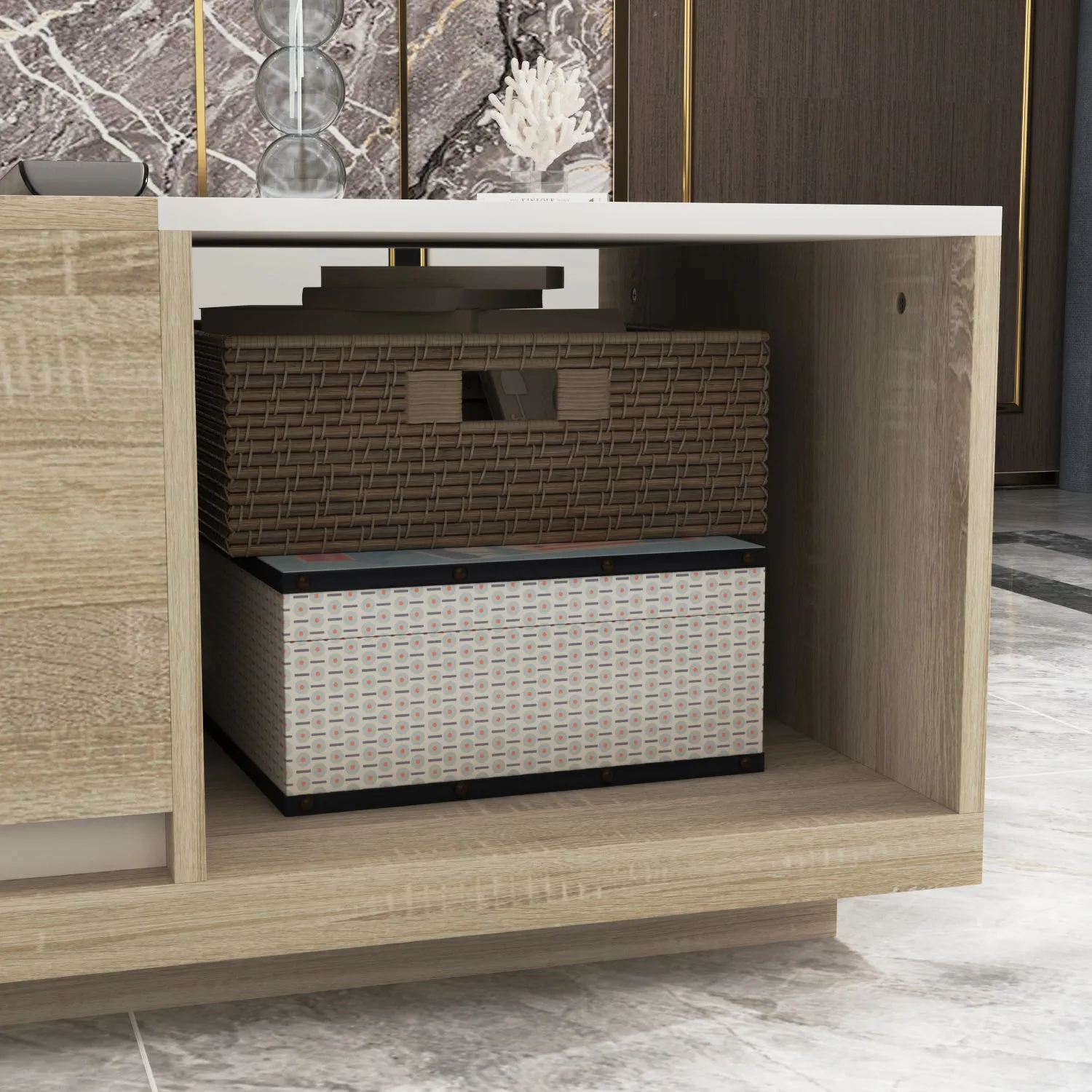 Modern Multi-Purpose Table with Hidden Storage Coffee Table Console