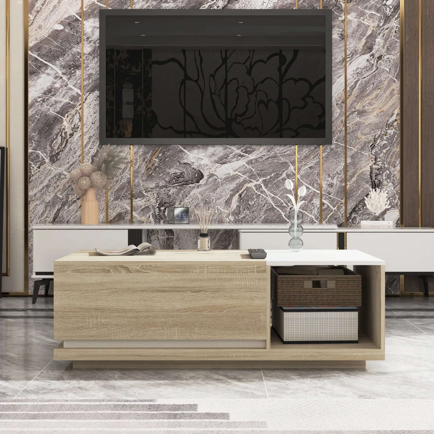 Modern Multi-Purpose Table with Hidden Storage Coffee Table Console