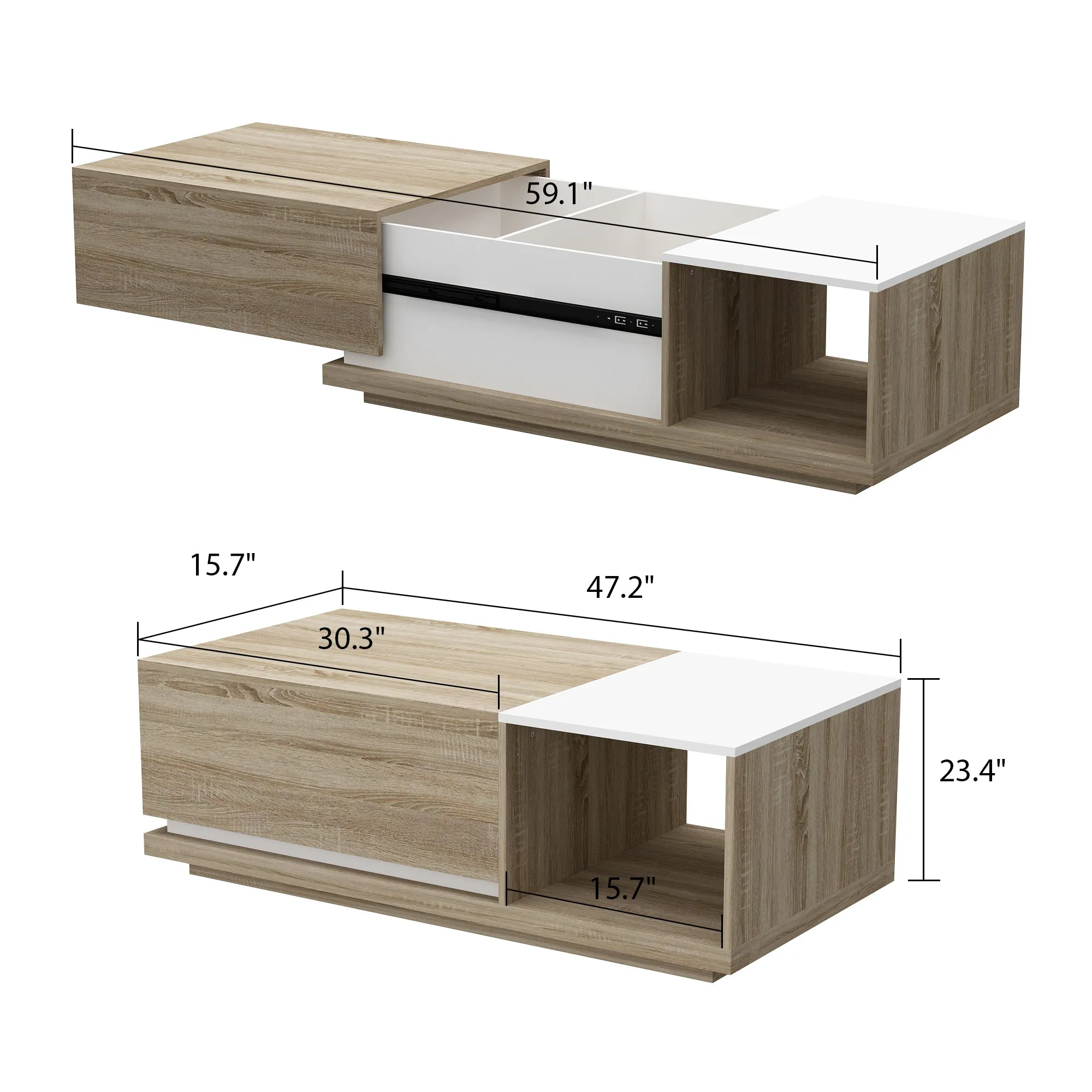 Modern Multi-Purpose Table with Hidden Storage Coffee Table Console