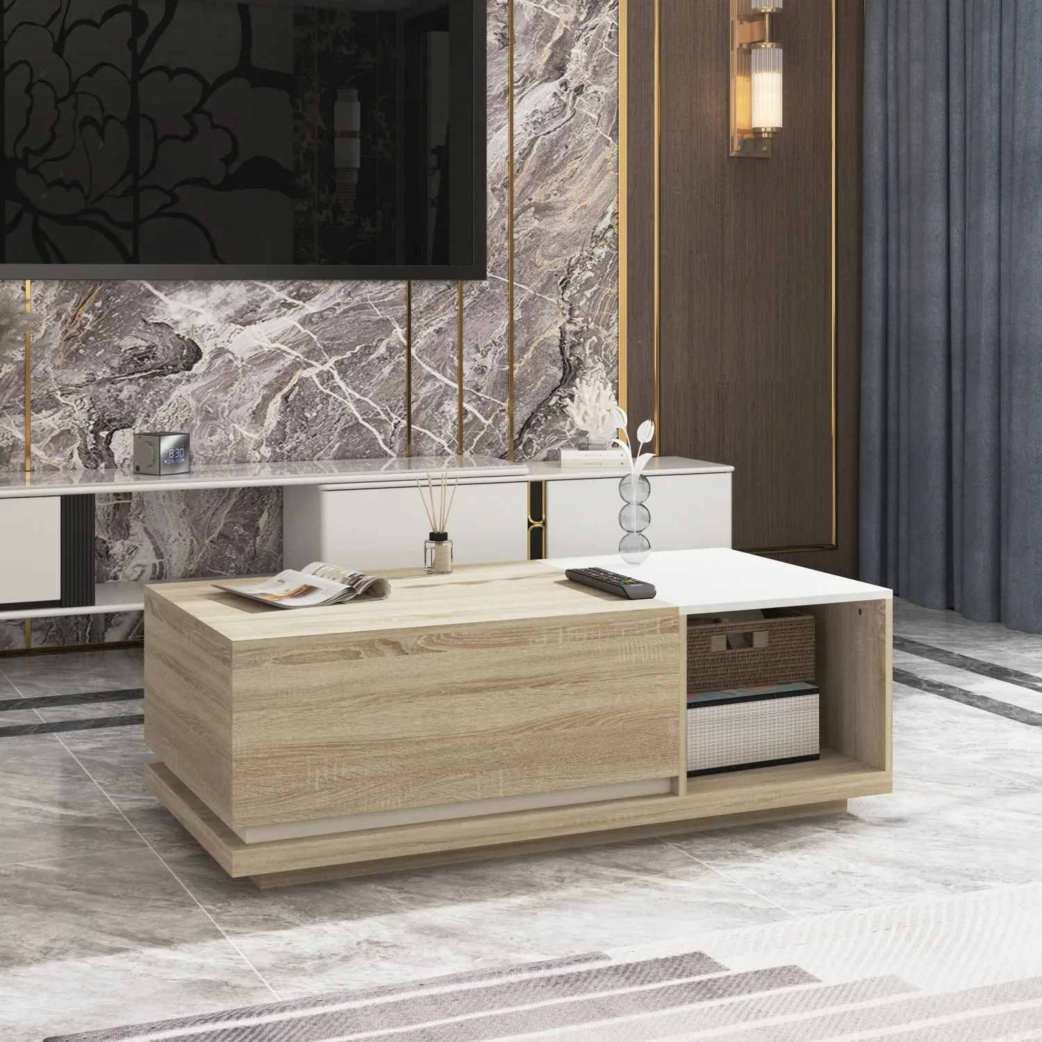 Modern Multi-Purpose Table with Hidden Storage Coffee Table Console