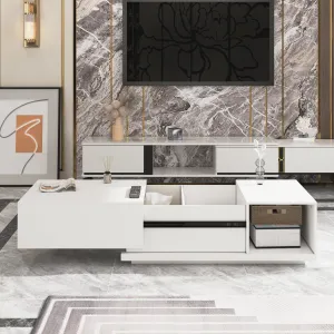 Modern Multi-Purpose Table with Hidden Storage Coffee Table Console
