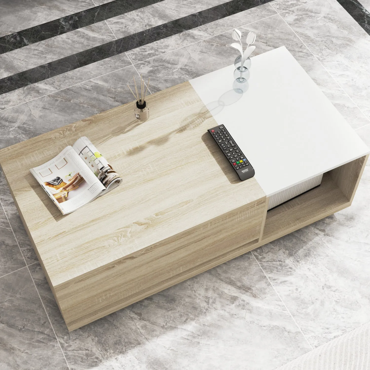 Modern Multi-Purpose Table with Hidden Storage Coffee Table Console