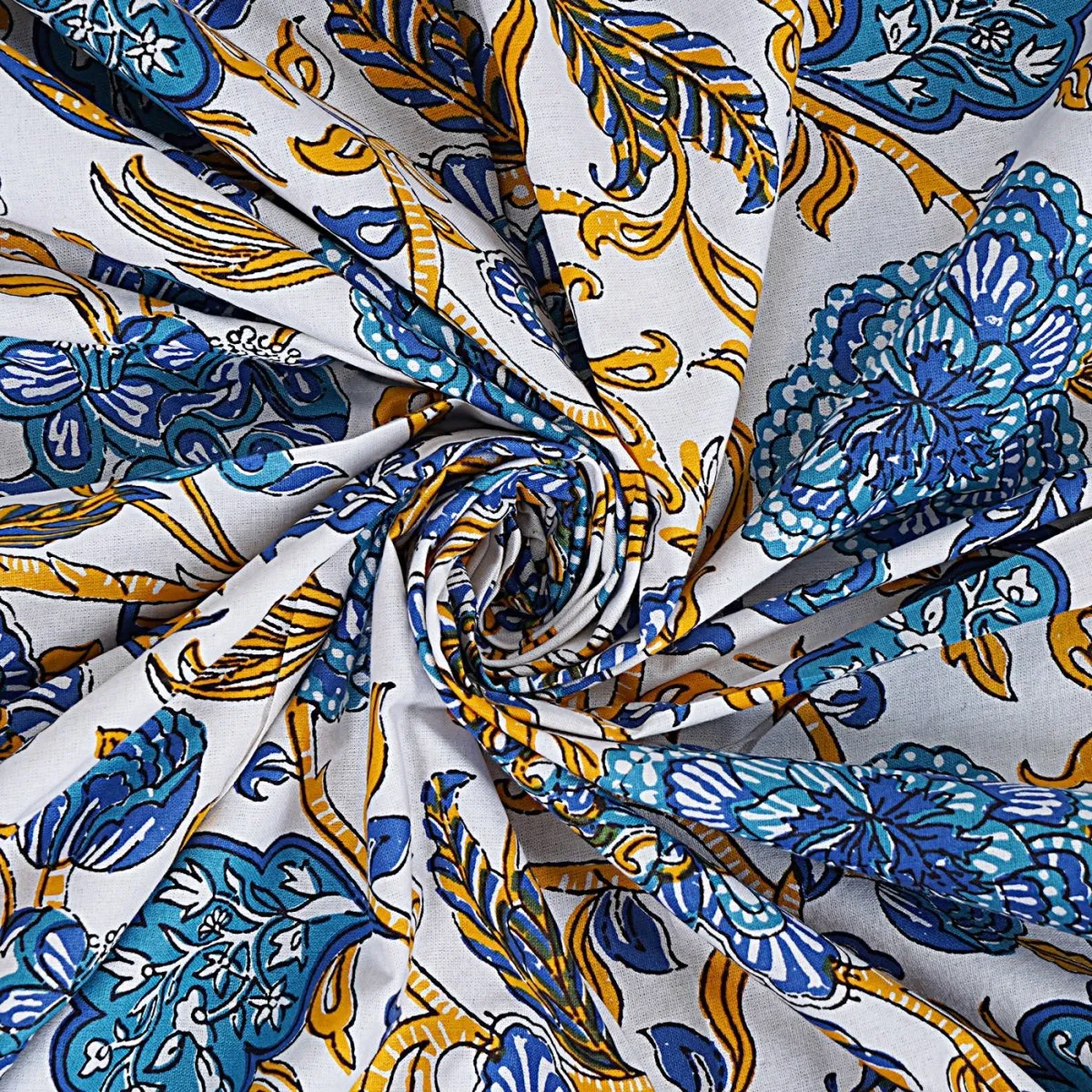 Multicolor Hand Block Floral Print Cotton King Size Bedding Set