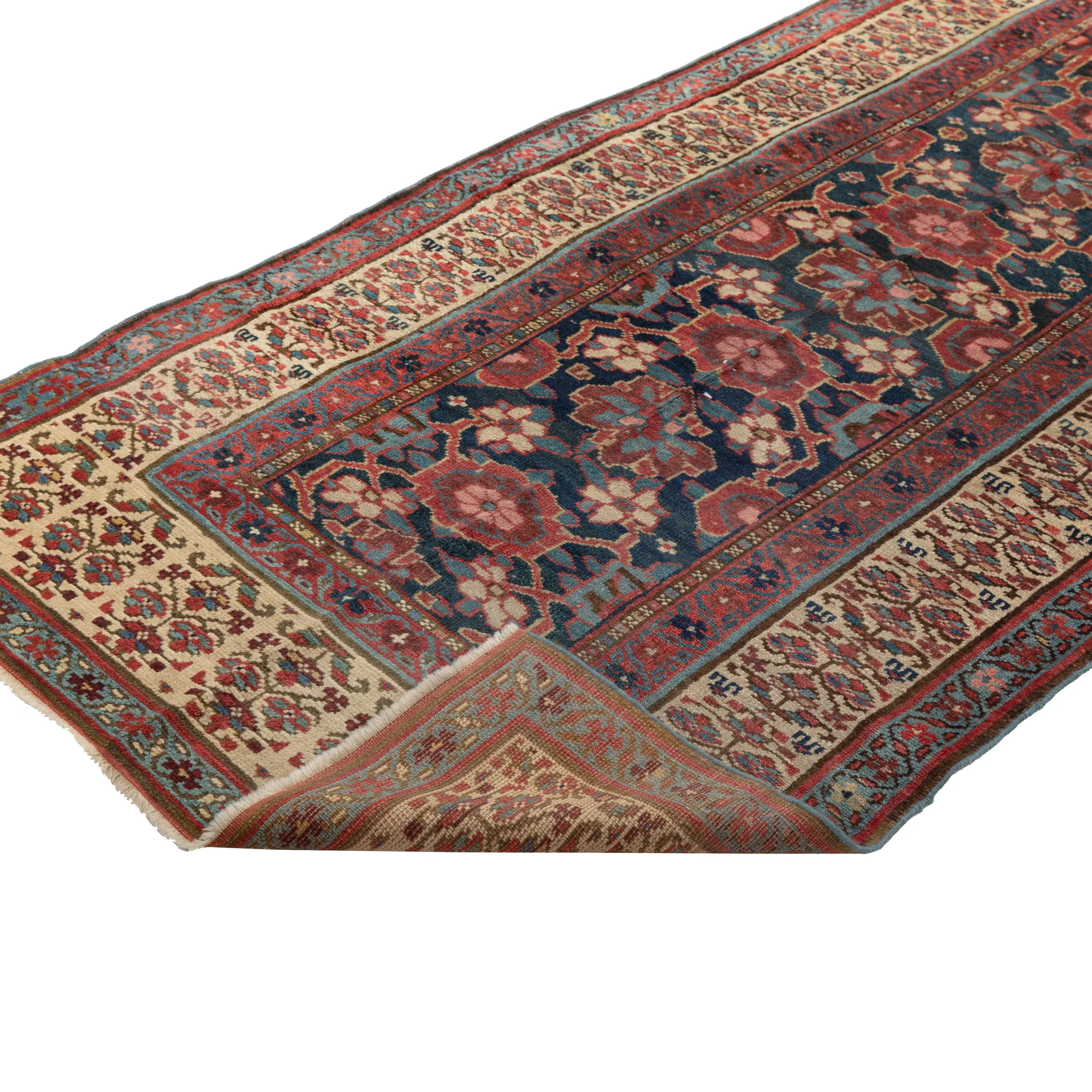 Multicolored Traditional Wool Runner - 3'8" x 13'5"