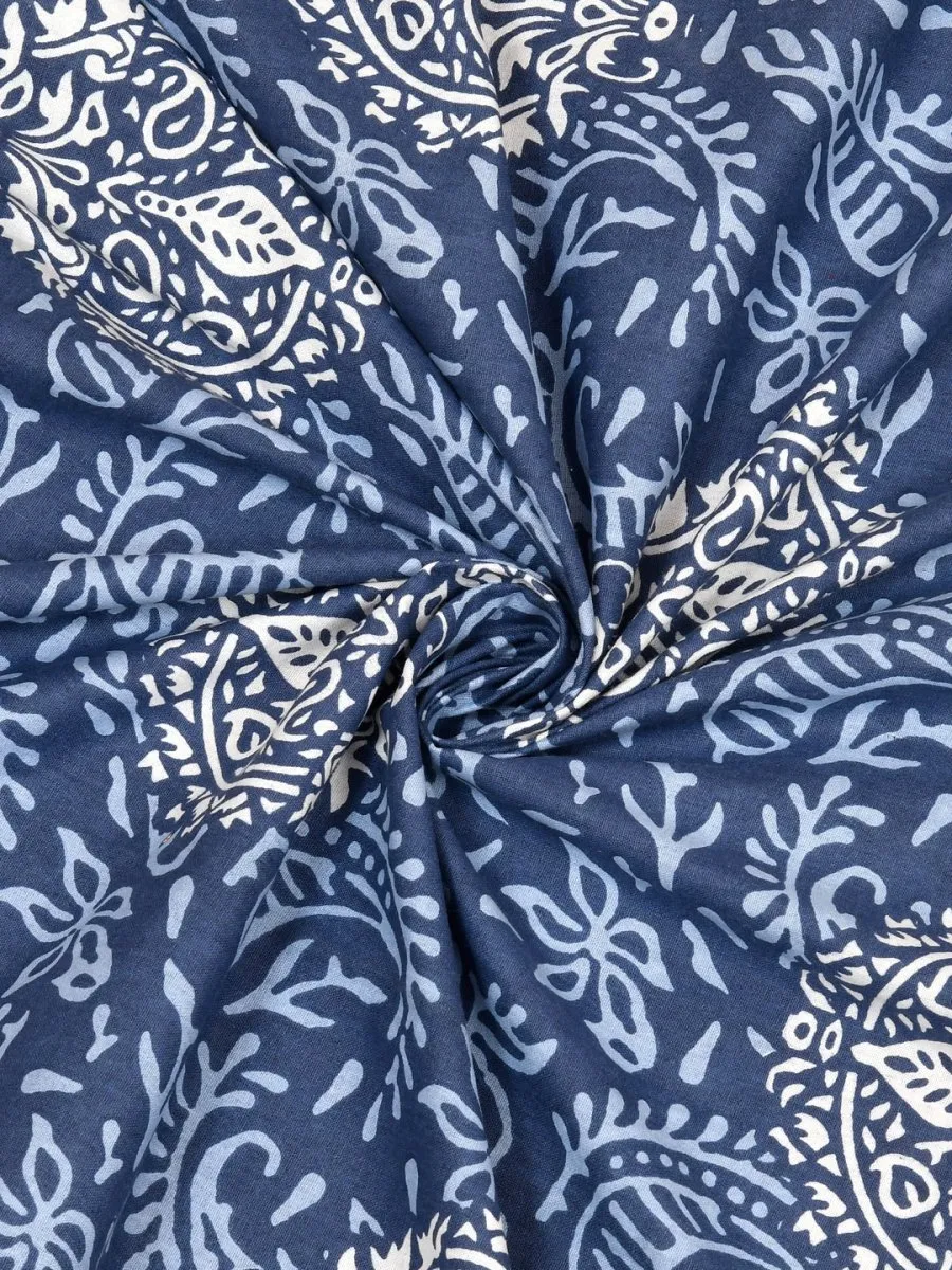 Navy Interiors Hand Block Printed Cotton Queen Size Bedding Set