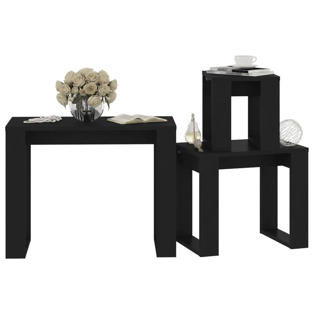 Nesting Tables 3 pcs Black Chipboard