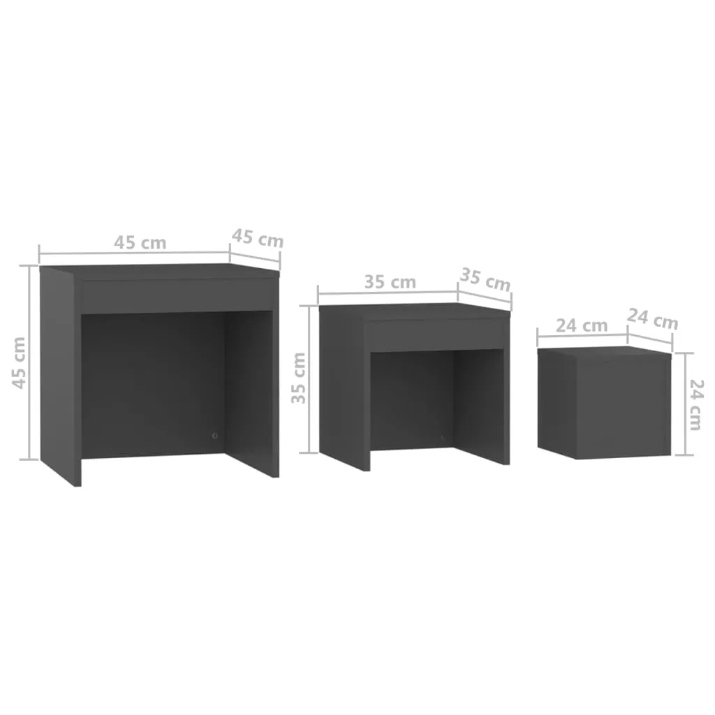 Nesting Tables 3 pcs Grey Chipboard