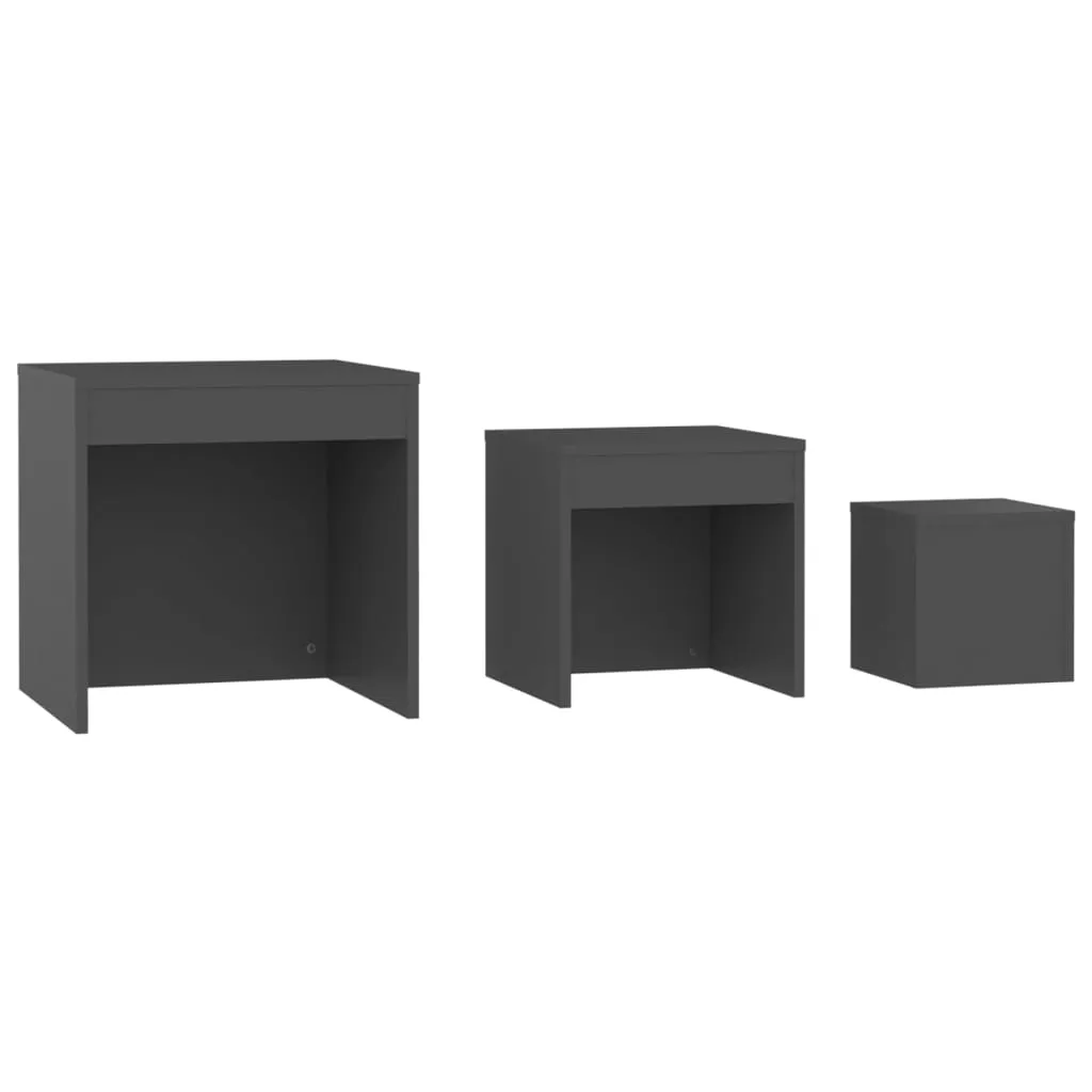 Nesting Tables 3 pcs Grey Chipboard