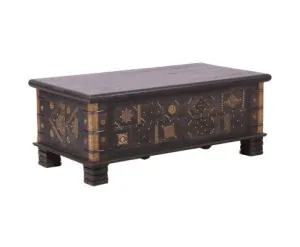 Onir Coffee Table Antique Handcrafted Solid Mango Wood Storage Trunk Chest Box