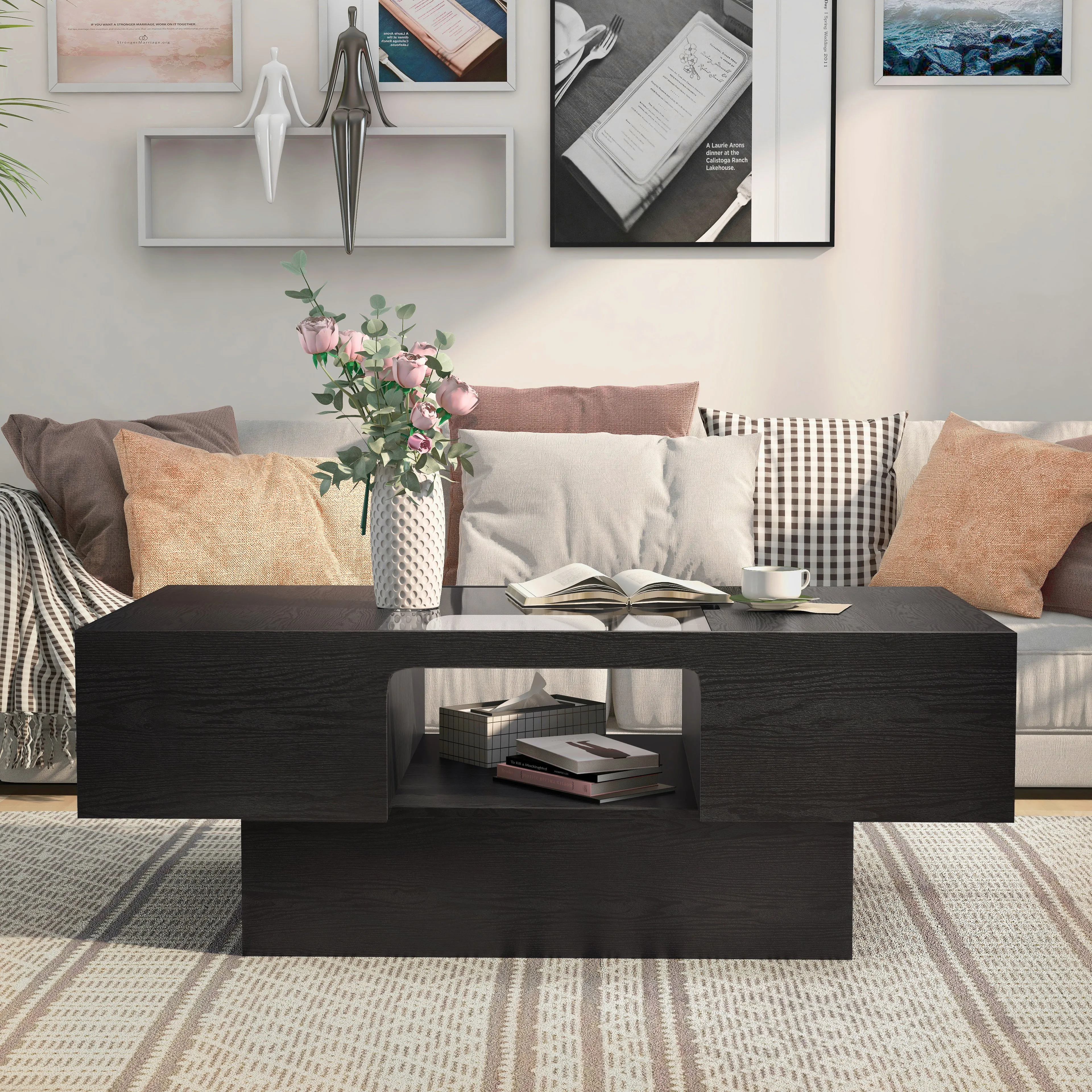 Orinoco Contemporary Style Matte Black Coffee Table