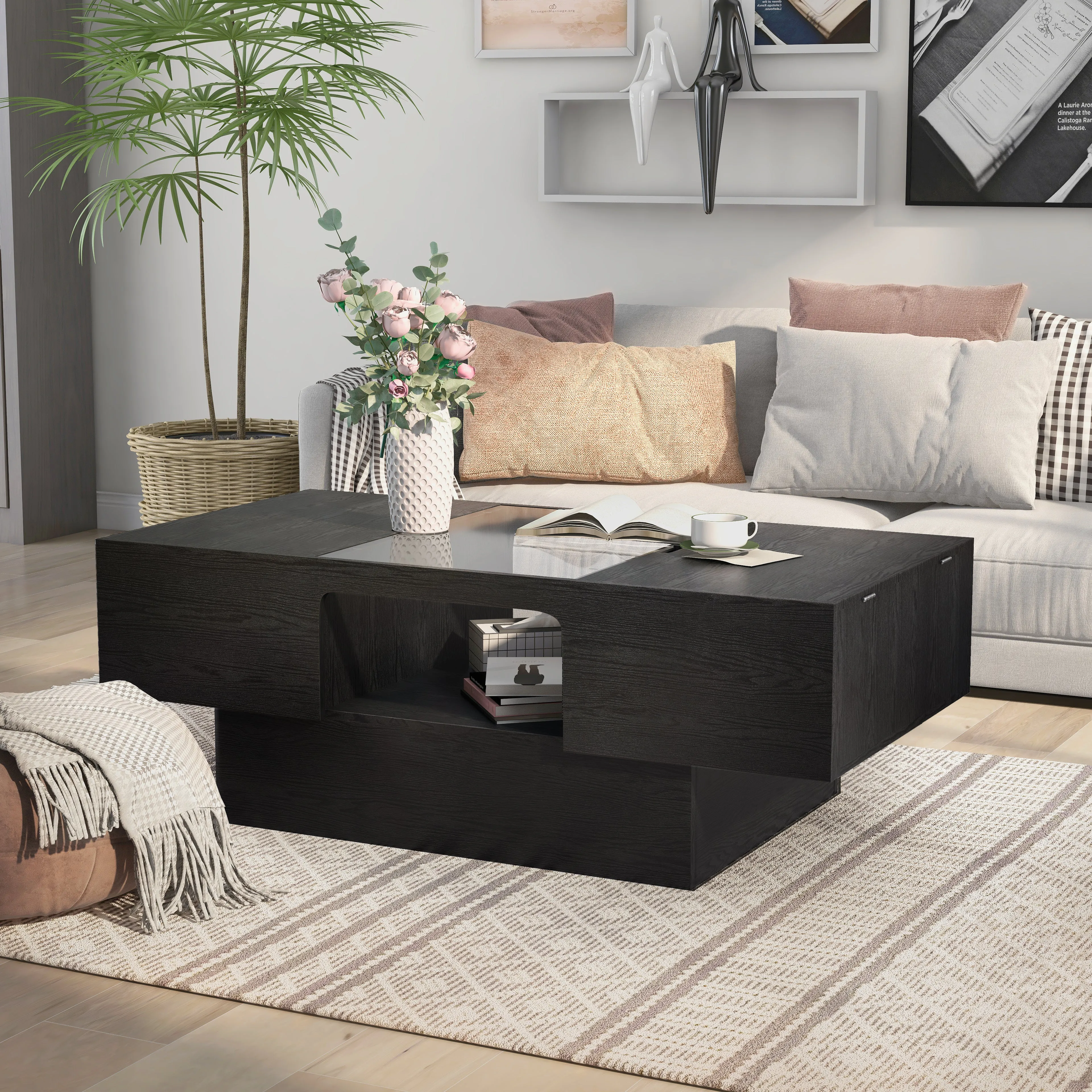 Orinoco Contemporary Style Matte Black Coffee Table