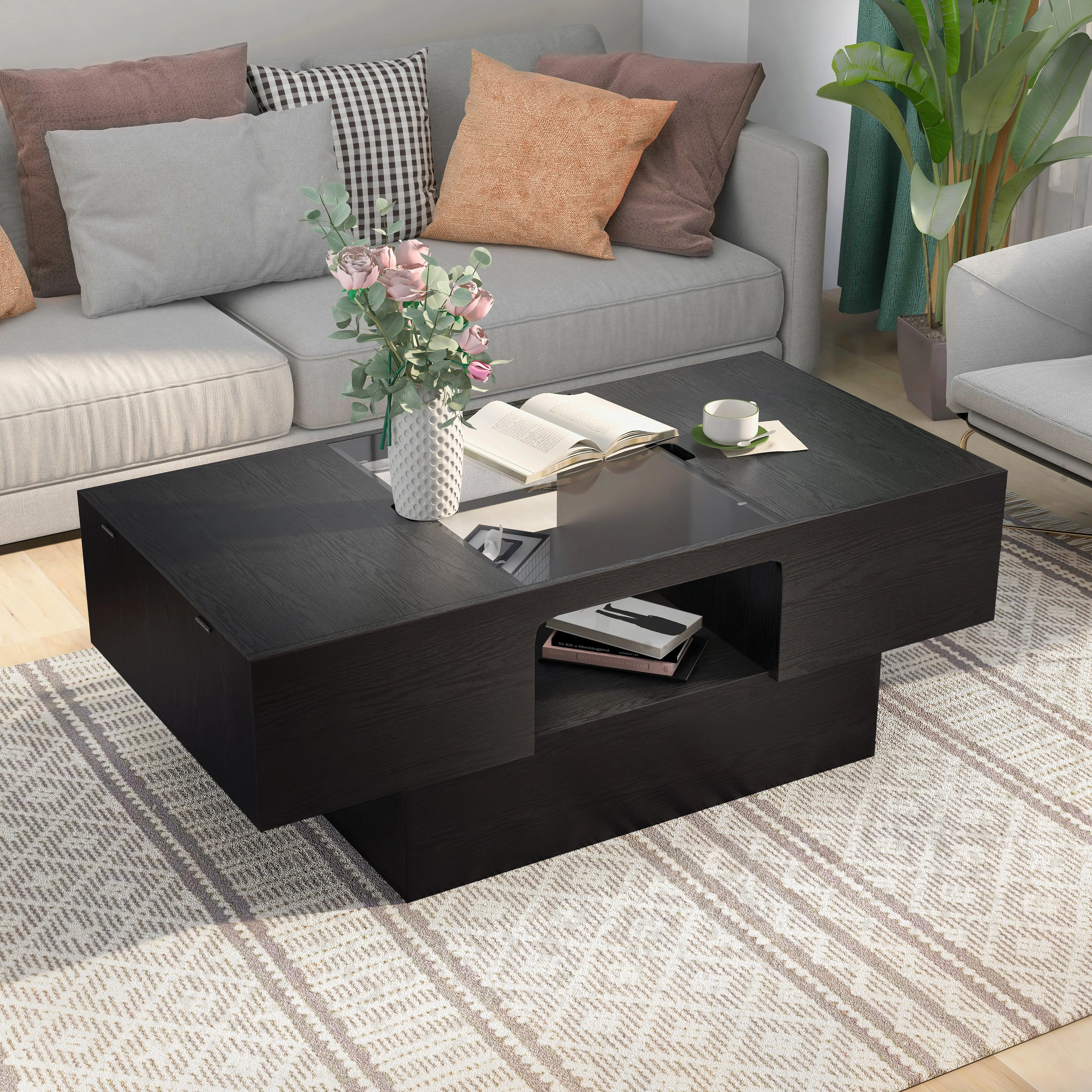 Orinoco Contemporary Style Matte Black Coffee Table
