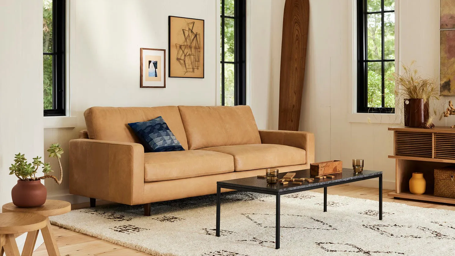 oskar plush 85" sofa - leather