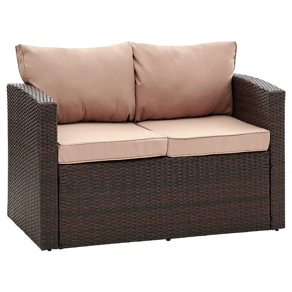 Paloma Rattan Garden Sofa Set with Ottoman Tables, Brown