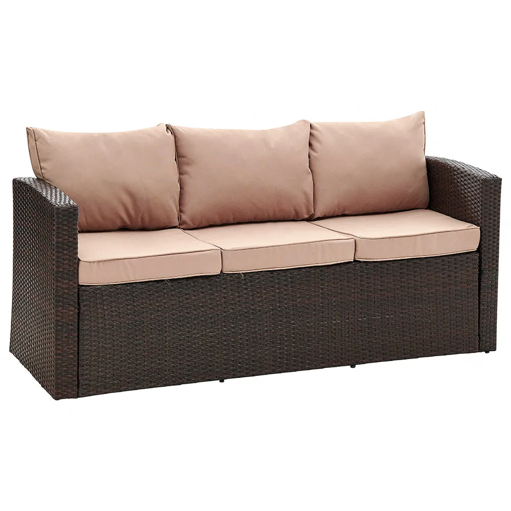 Paloma Rattan Garden Sofa Set with Ottoman Tables, Brown