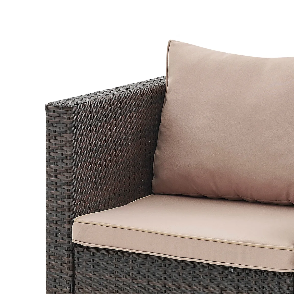Paloma Rattan Garden Sofa Set with Ottoman Tables, Brown
