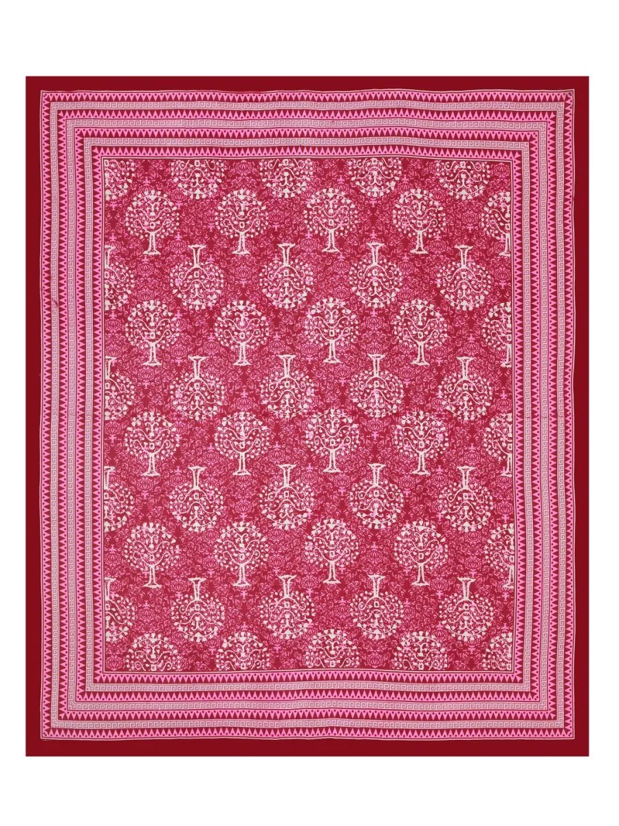 Pink Interiors Hand Block Printed Cotton Queen Size Bedding Set