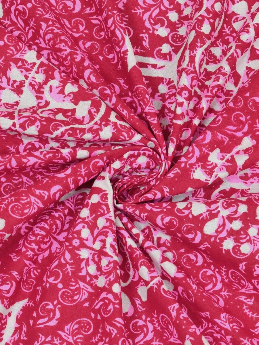 Pink Interiors Hand Block Printed Cotton Queen Size Bedding Set
