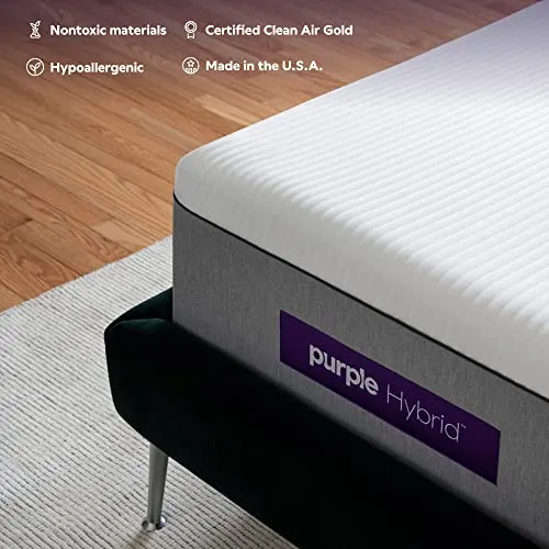 Purple Hybrid Mattress - Queen, Gelflex Grid, Better Than Memory Foam, Temperature Neutral, Individually Wrapped Coils, Responsiveness, Breathability, Made in USA