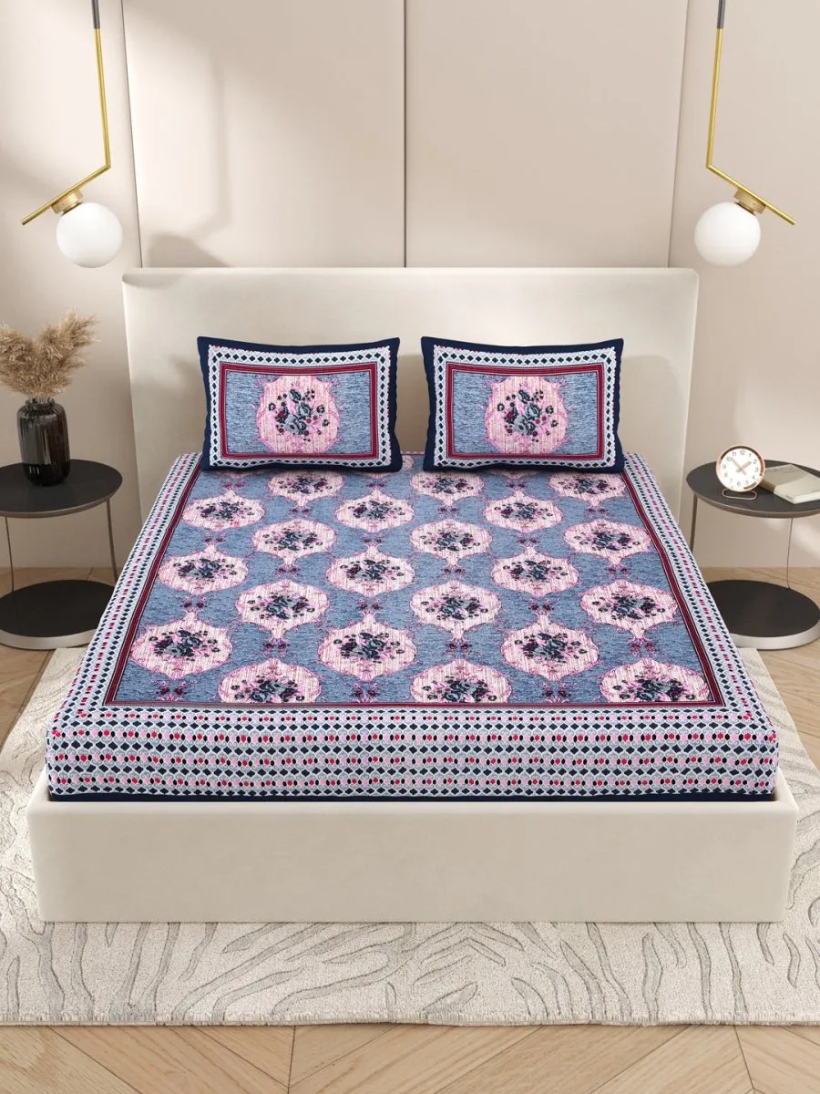 Purple Interiors Hand Block Printed Cotton Queen Size Bedding Set