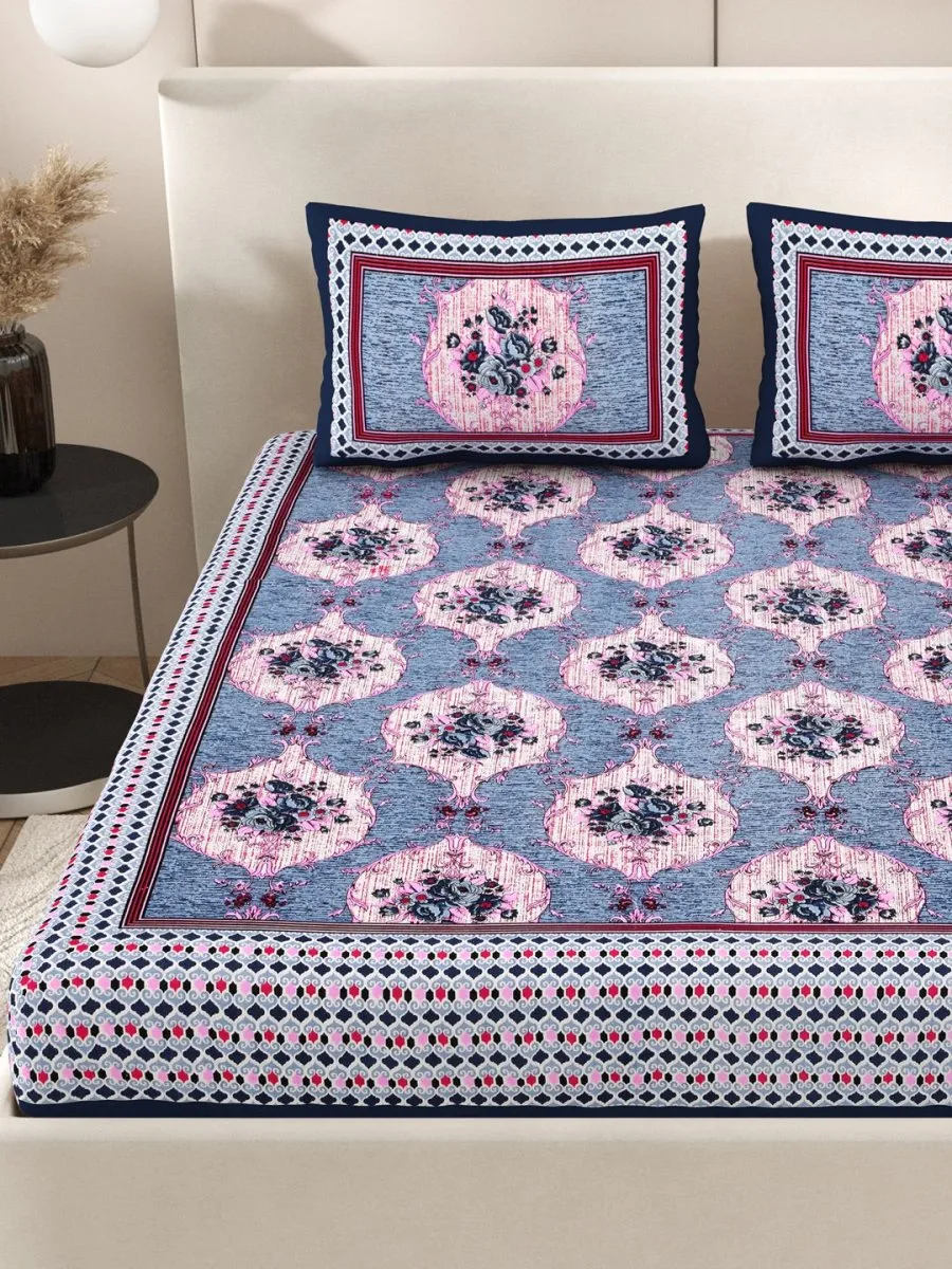 Purple Interiors Hand Block Printed Cotton Queen Size Bedding Set