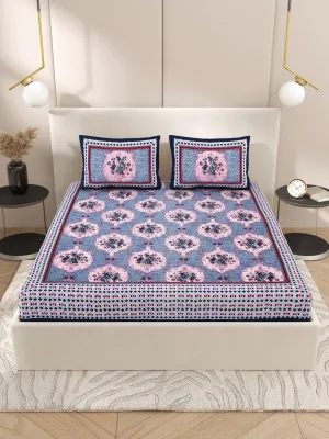 Purple Interiors Hand Block Printed Cotton Queen Size Bedding Set