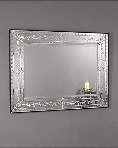 Quality Glass Venetian Elegance Handcrafted Decorative Wall Mirror,Exquisite Home Décor Accent for Living Room, Bedroom, or Entryway 32 x 48 Inch (Model V9)