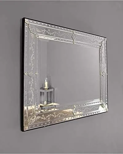 Quality Glass Venetian Elegance Handcrafted Decorative Wall Mirror,Exquisite Home Décor Accent for Living Room, Bedroom, or Entryway 32 x 48 Inch (Model V9)