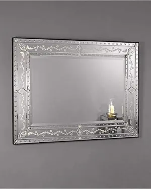Quality Glass Venetian Elegance Handcrafted Decorative Wall Mirror,Exquisite Home Décor Accent for Living Room, Bedroom, or Entryway 32 x 48 Inch (Model V9)