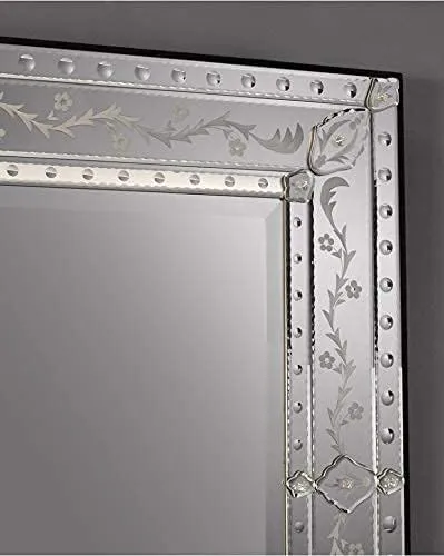 Quality Glass Venetian Elegance Handcrafted Decorative Wall Mirror,Exquisite Home Décor Accent for Living Room, Bedroom, or Entryway 32 x 48 Inch (Model V9)