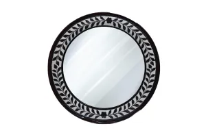 Royal Craft Palace 18-Inch Handcrafted Round Wooden Mirror with Stunning Marble Finish