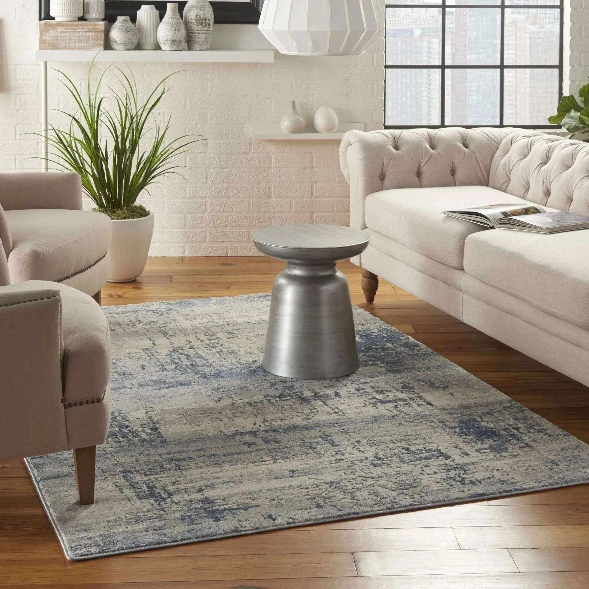 Rustic Textures RUS10 Ivory/Blue Rug
