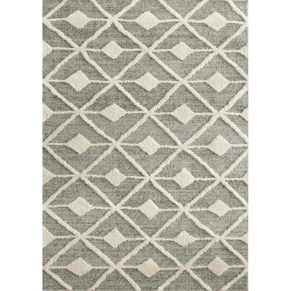 Scandi Grey Cream Tufted Hi Low Pile Rug - Benni