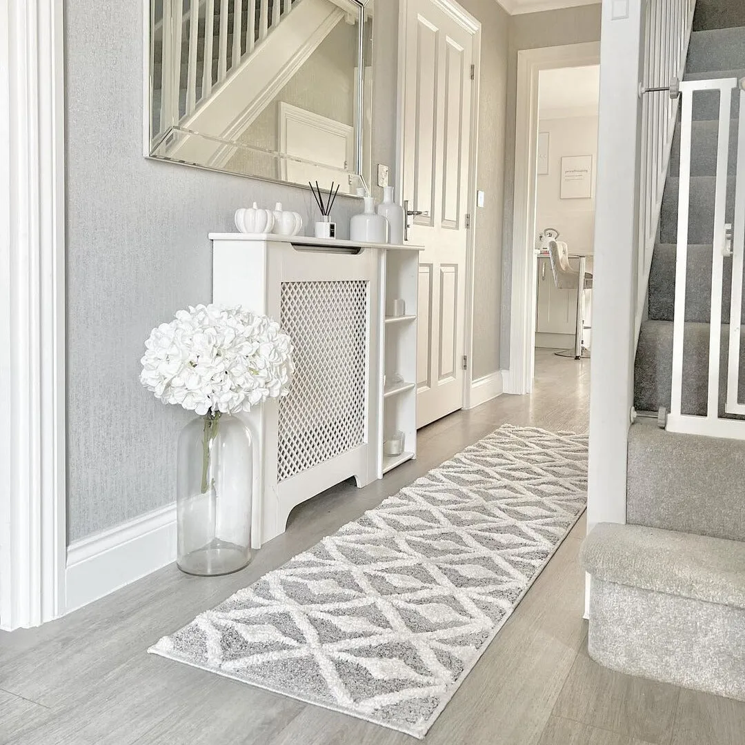 Scandi Grey Cream Tufted Hi Low Pile Rug - Benni