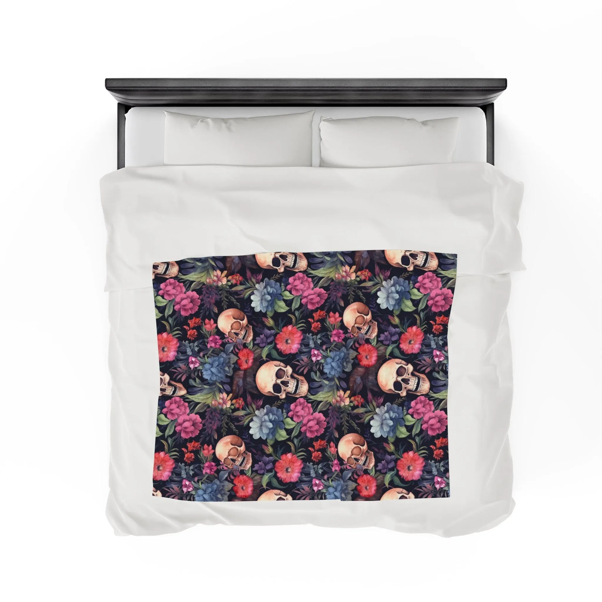 Skulls and Flowers Throw Blanket