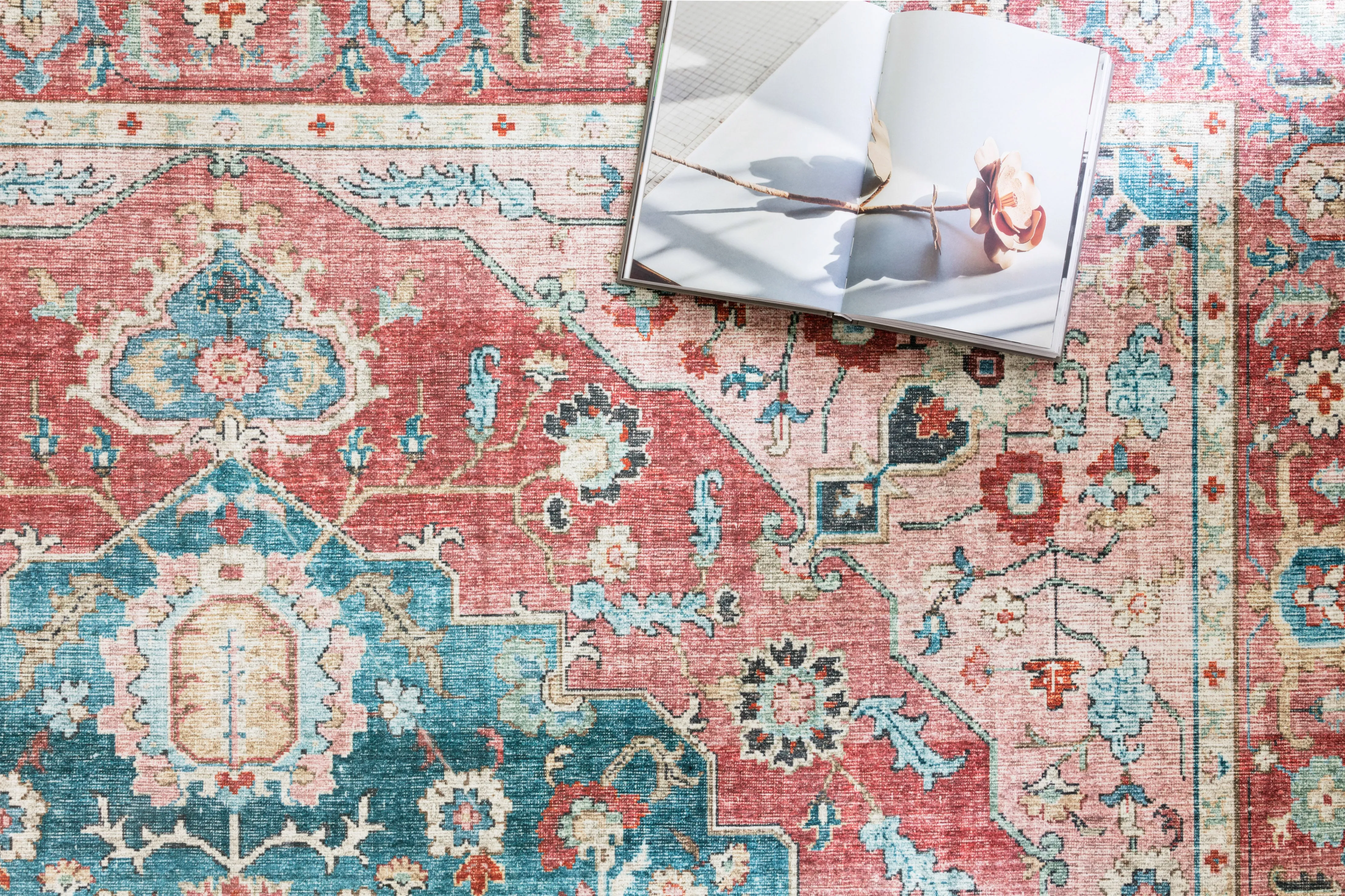 Skye Rug in Brick & Ocean