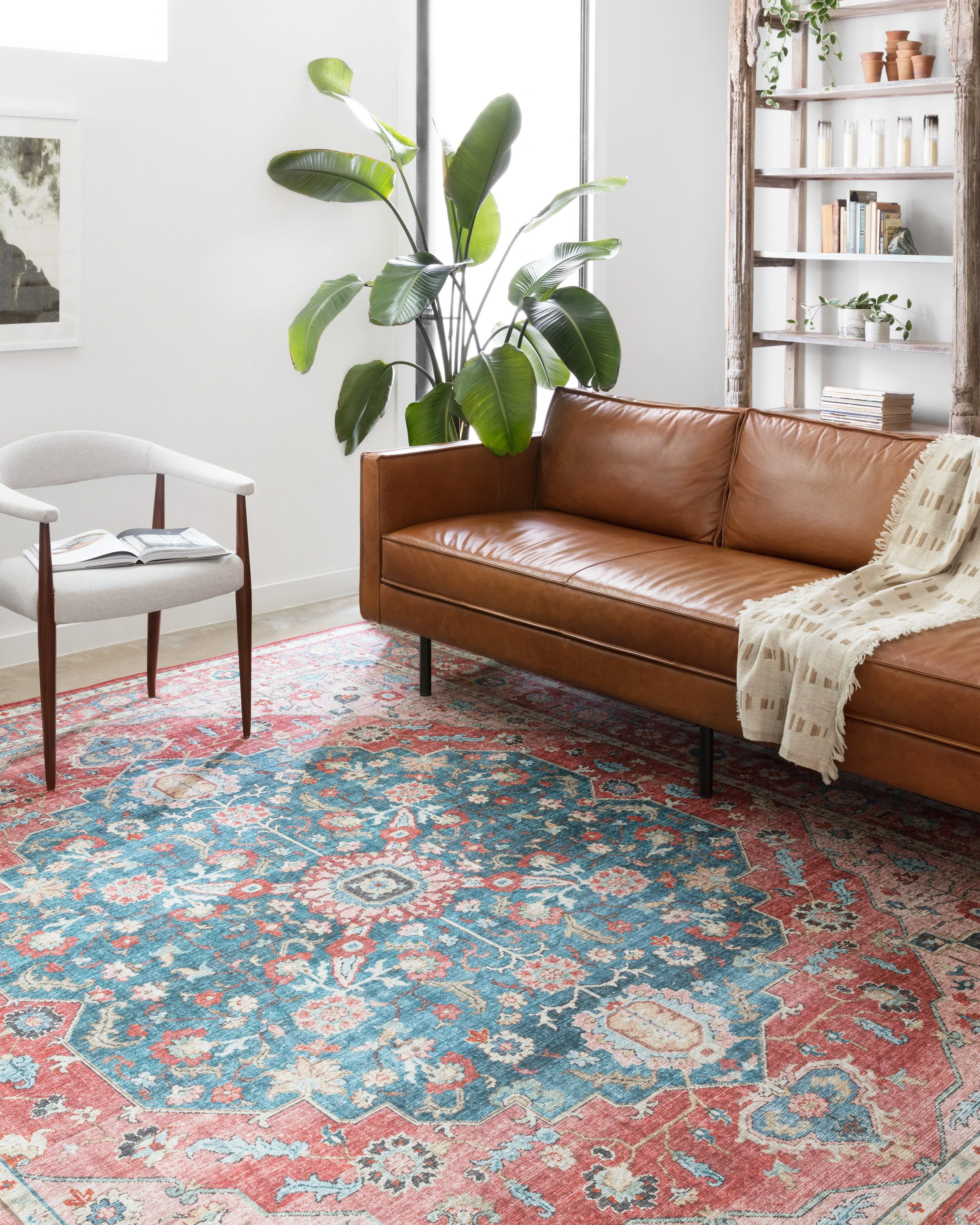 Skye Rug in Brick & Ocean