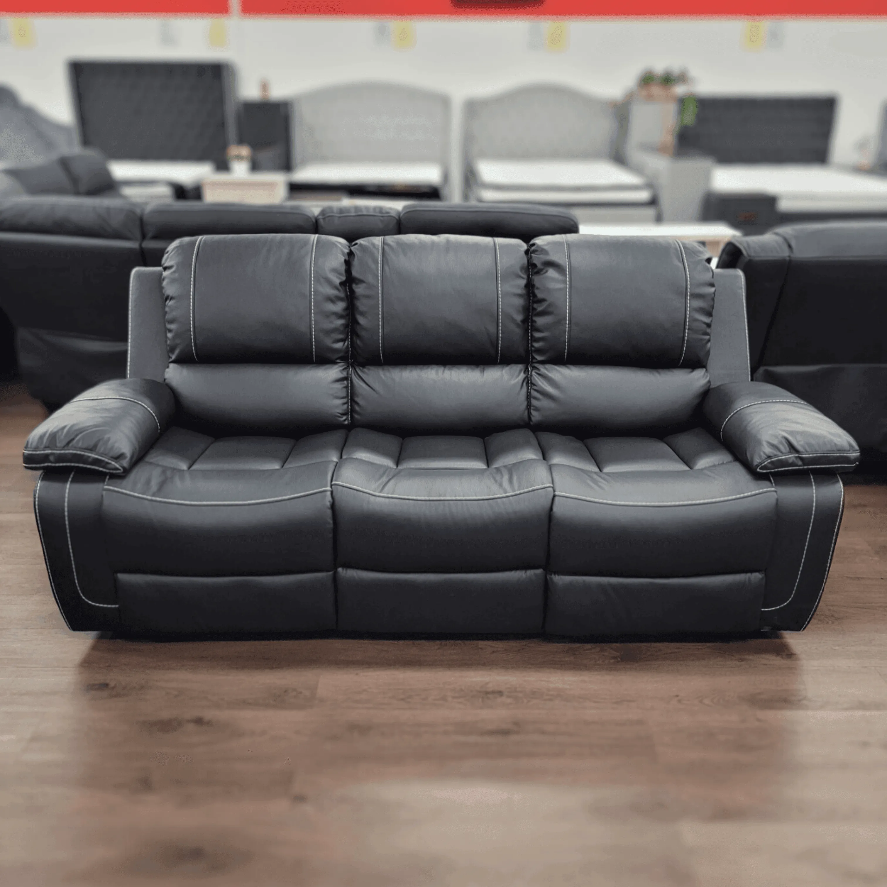Stanhill 3 Seater Air Leather Recliner Lounge