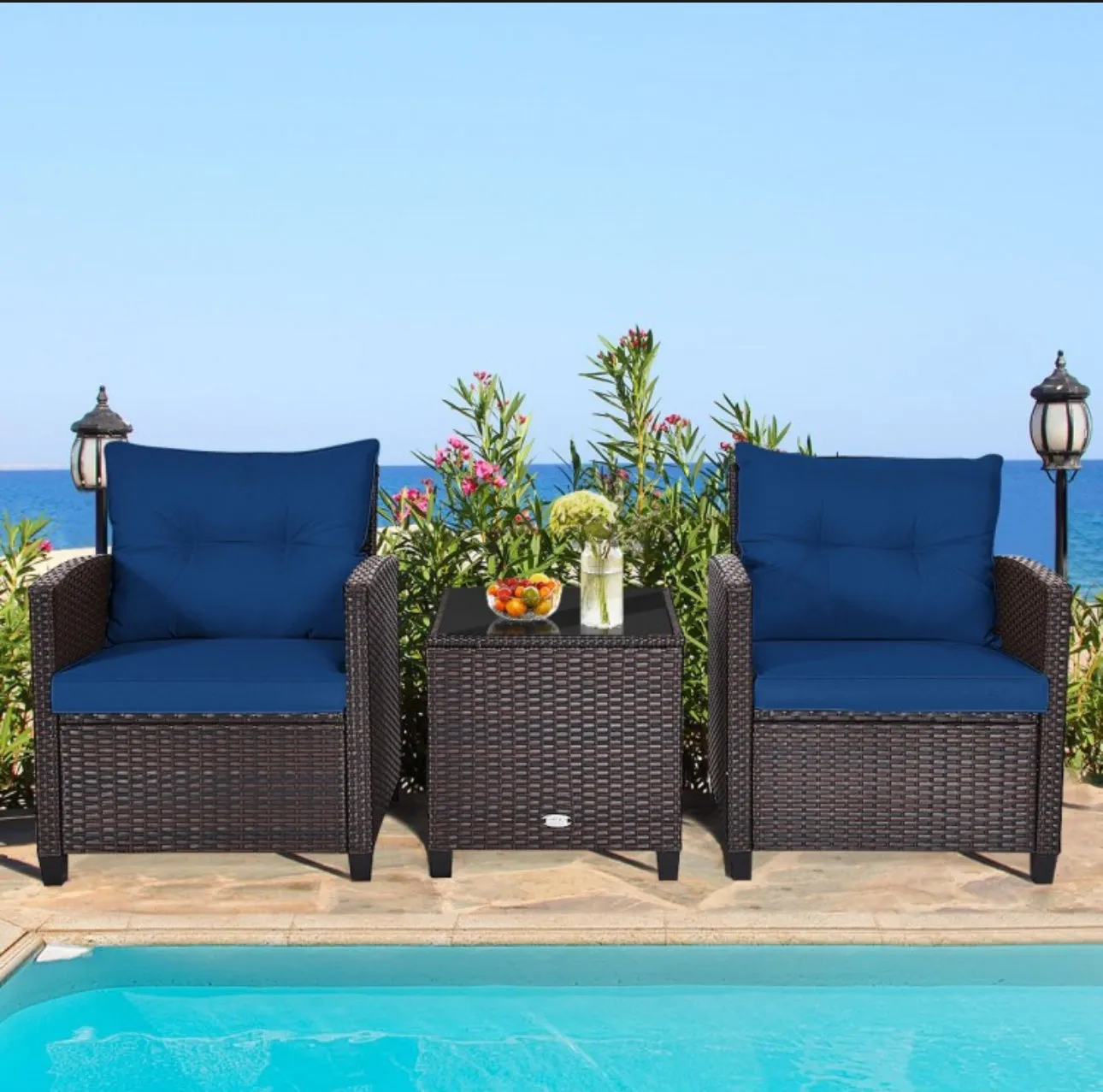 Super Relaxing 3-Piece Heavy Duty Rattan / Wicker Patio Furniture Set With Washable Cushions | Waterproof | 6 Colours