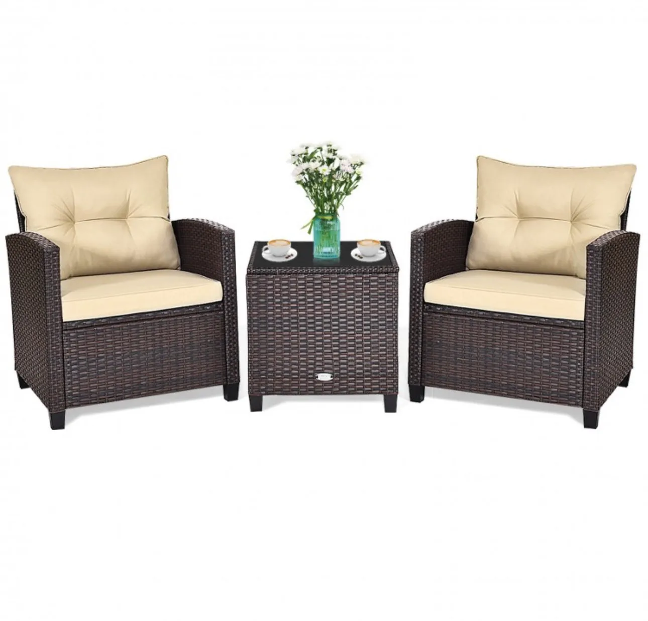 Super Relaxing 3-Piece Heavy Duty Rattan / Wicker Patio Furniture Set With Washable Cushions | Waterproof | 6 Colours