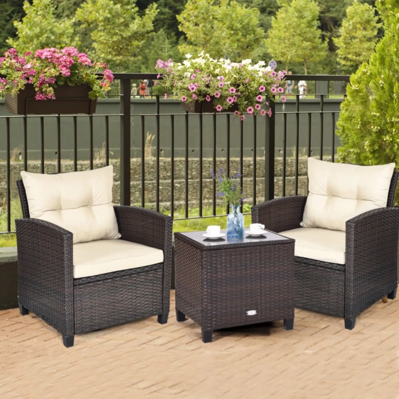 Super Relaxing 3-Piece Heavy Duty Rattan / Wicker Patio Furniture Set With Washable Cushions | Waterproof | 6 Colours