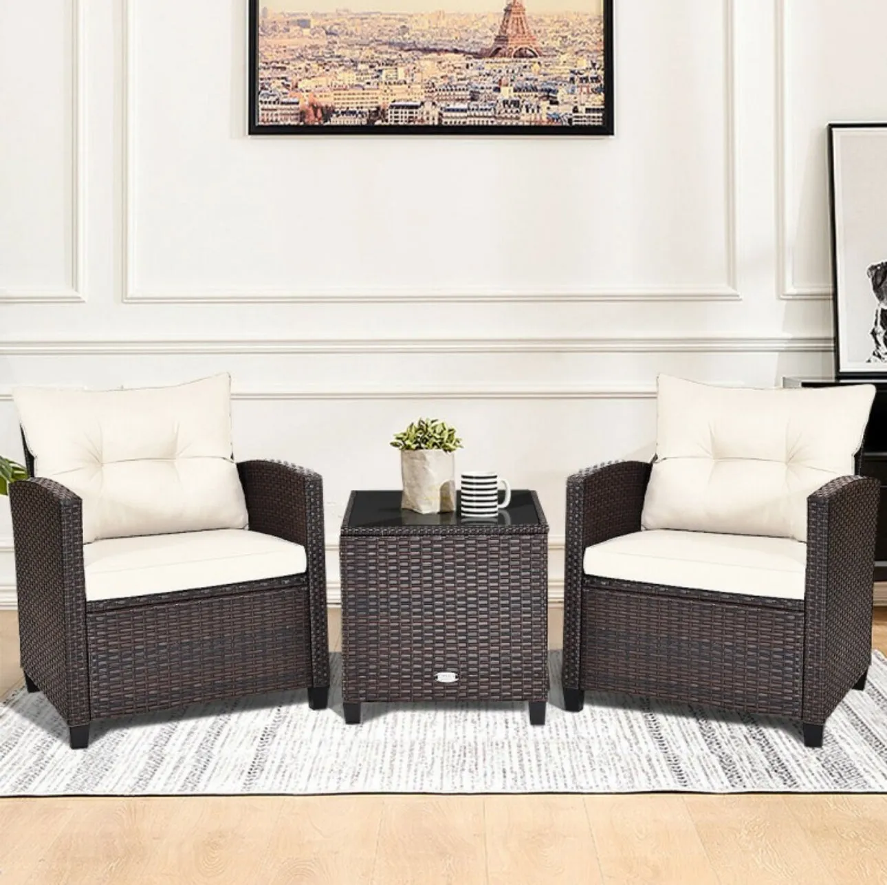 Super Relaxing 3-Piece Heavy Duty Rattan / Wicker Patio Furniture Set With Washable Cushions | Waterproof | 6 Colours