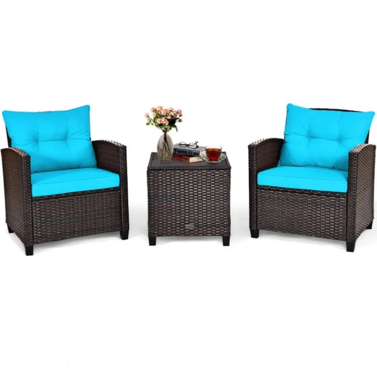 Super Relaxing 3-Piece Heavy Duty Rattan / Wicker Patio Furniture Set With Washable Cushions | Waterproof | 6 Colours