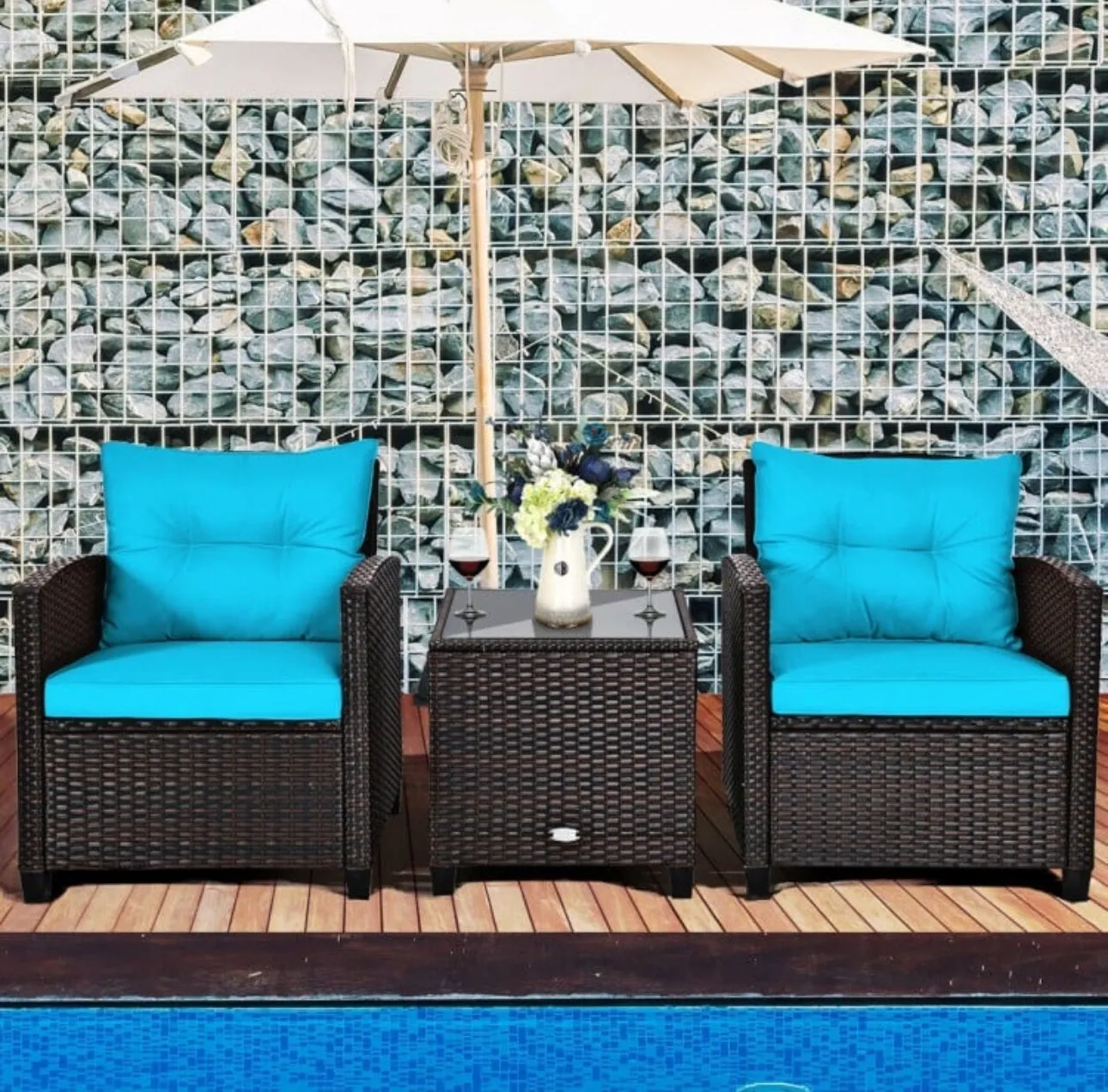 Super Relaxing 3-Piece Heavy Duty Rattan / Wicker Patio Furniture Set With Washable Cushions | Waterproof | 6 Colours