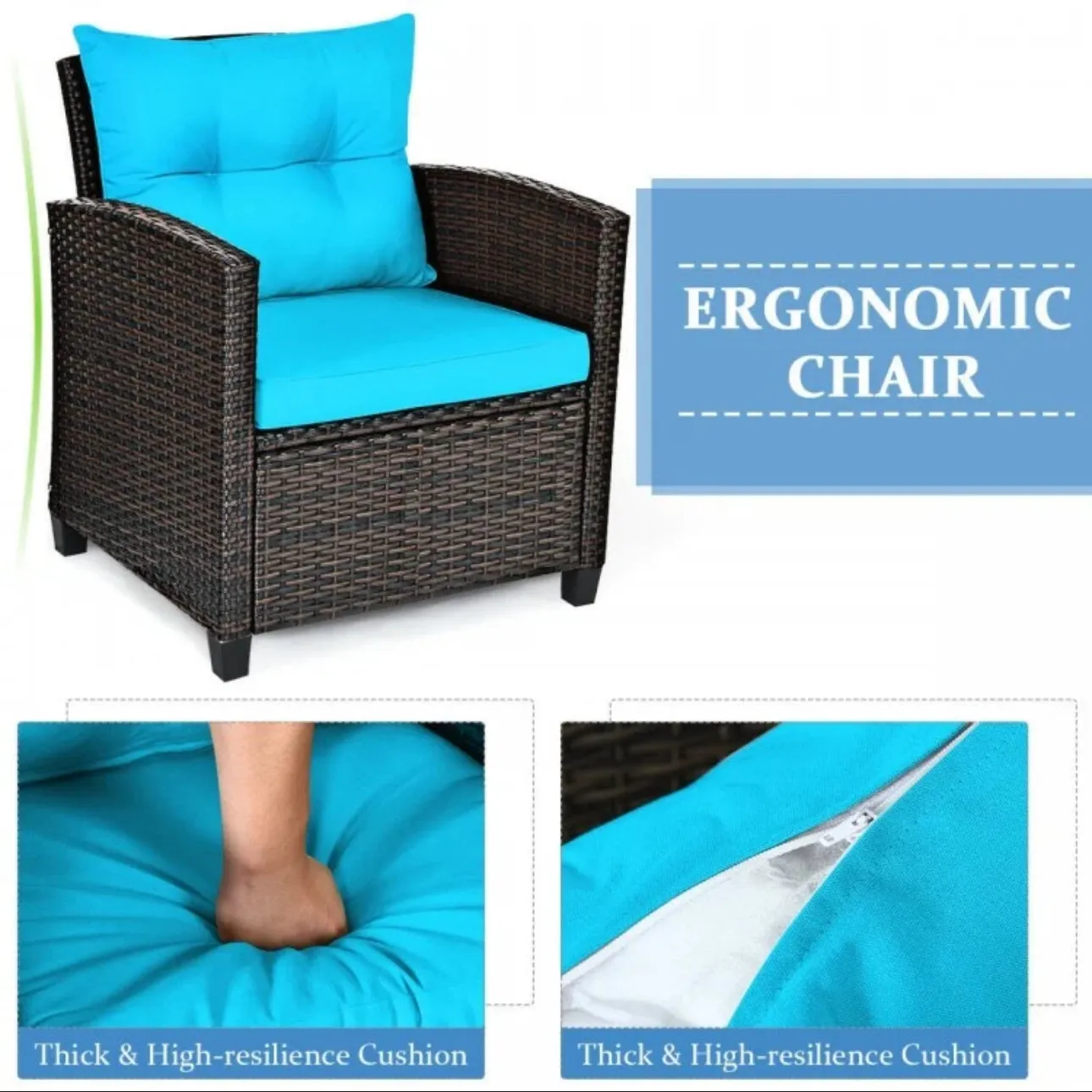 Super Relaxing 3-Piece Heavy Duty Rattan / Wicker Patio Furniture Set With Washable Cushions | Waterproof | 6 Colours