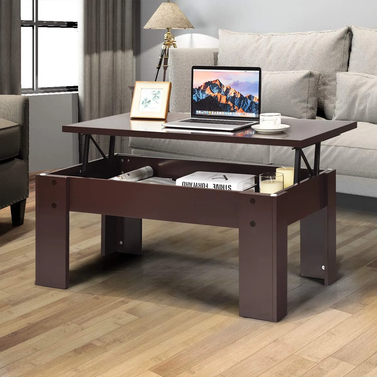Tangkula Lift Top Coffee Table, w/Hidden Storage Compartment, Cocktail Table