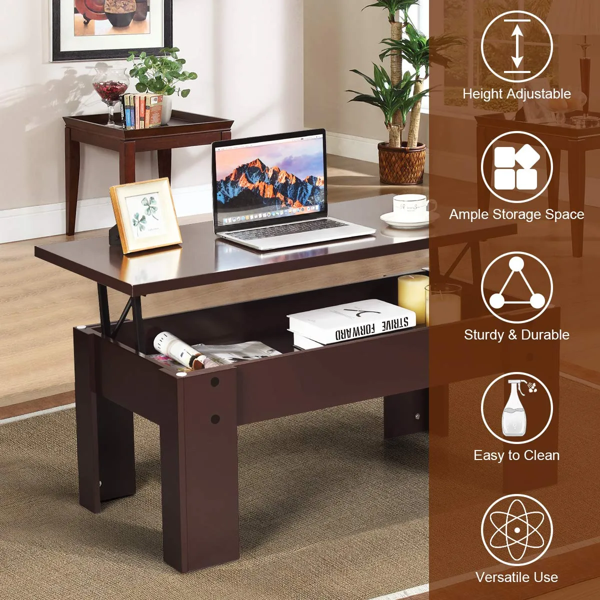 Tangkula Lift Top Coffee Table, w/Hidden Storage Compartment, Cocktail Table