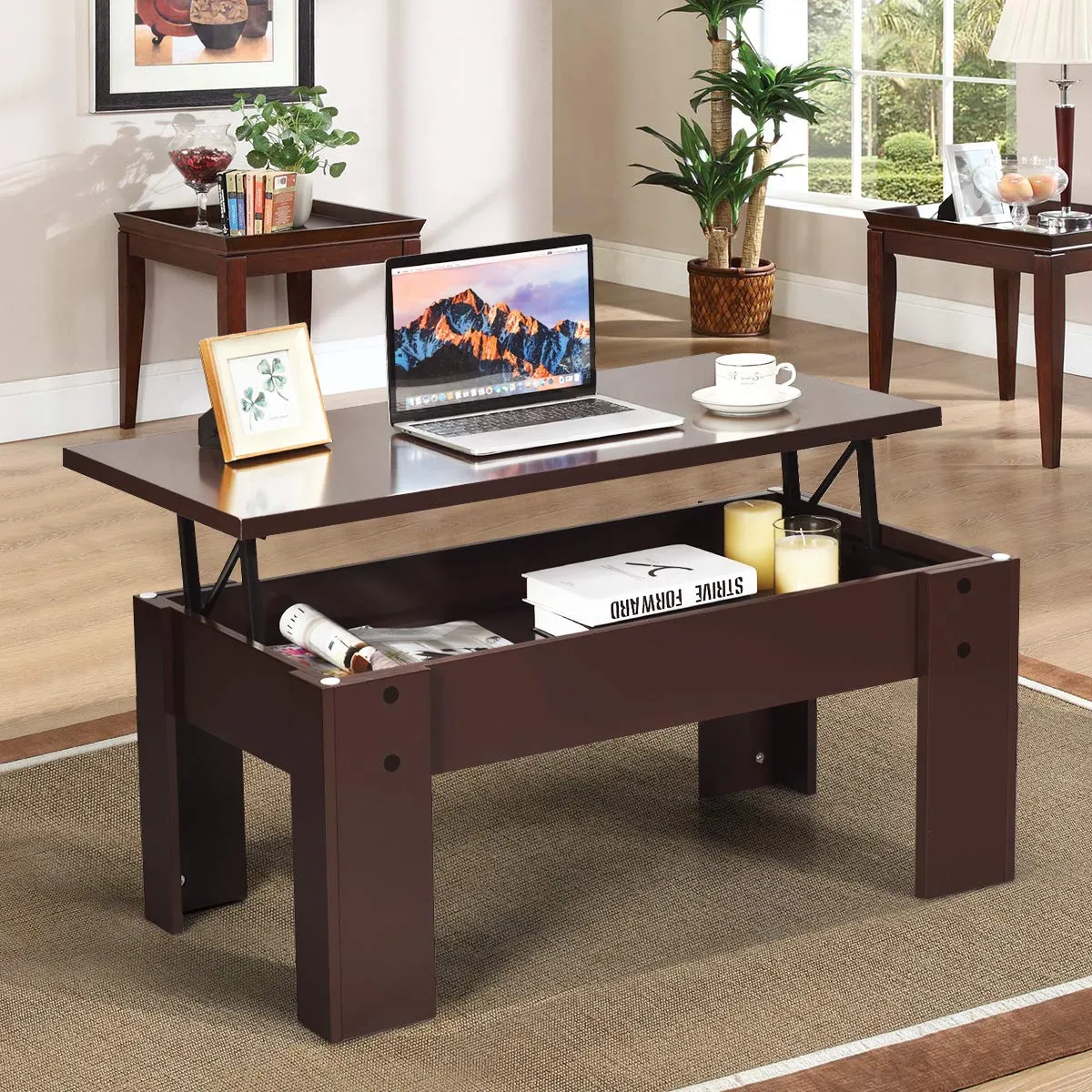Tangkula Lift Top Coffee Table, w/Hidden Storage Compartment, Cocktail Table
